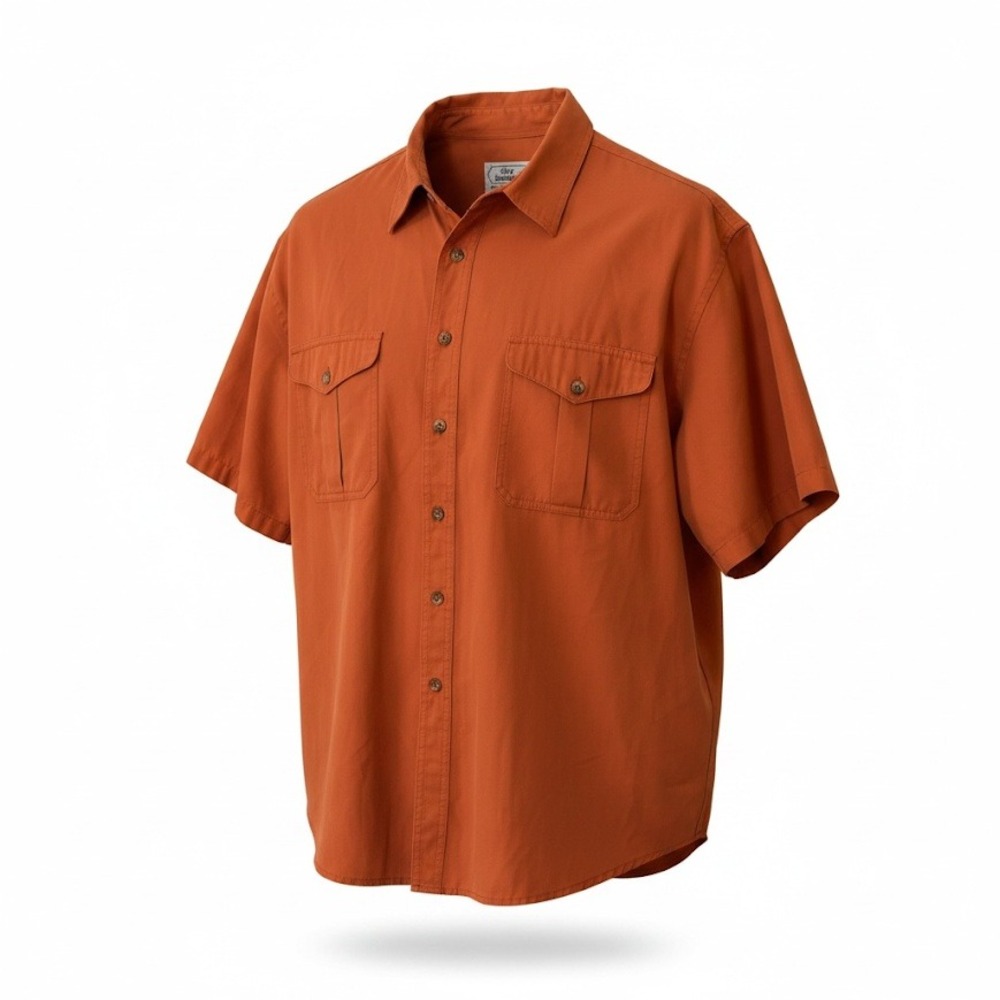 Vintage Tilley Endurables Mens XXXL Burnt‎ Orange Short Sleeve Button Down Shirt